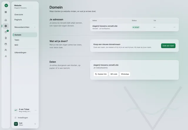 Domein in de Werkplek: je adres slagerij-hessens.verselli.site is actief, een nieuwe domeinnaam kopen, en je adres delen.