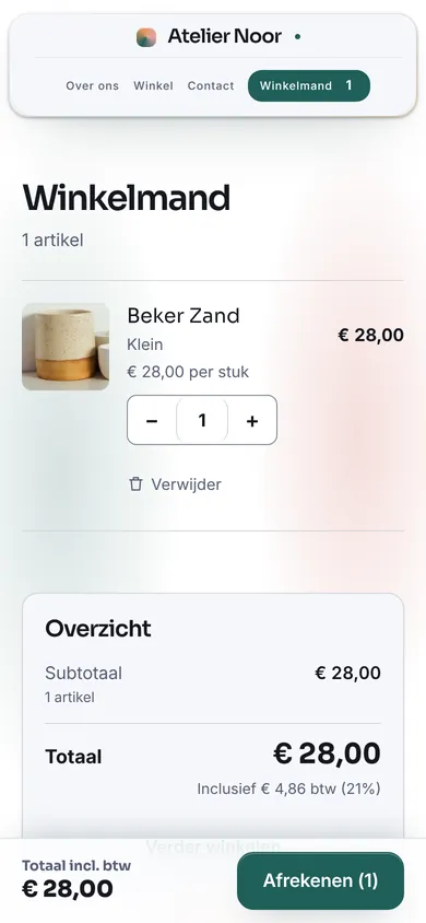 De winkelmand bij Atelier Noor