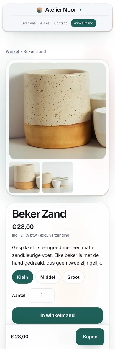 Een product in de webshop van Atelier Noor