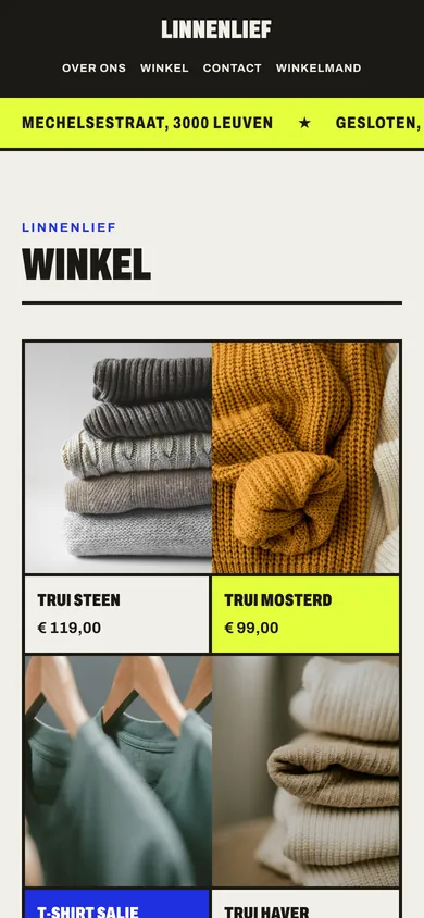 De webshop van Linnenlief op een gsm