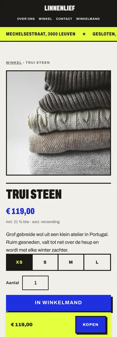 Een product in de webshop van Linnenlief