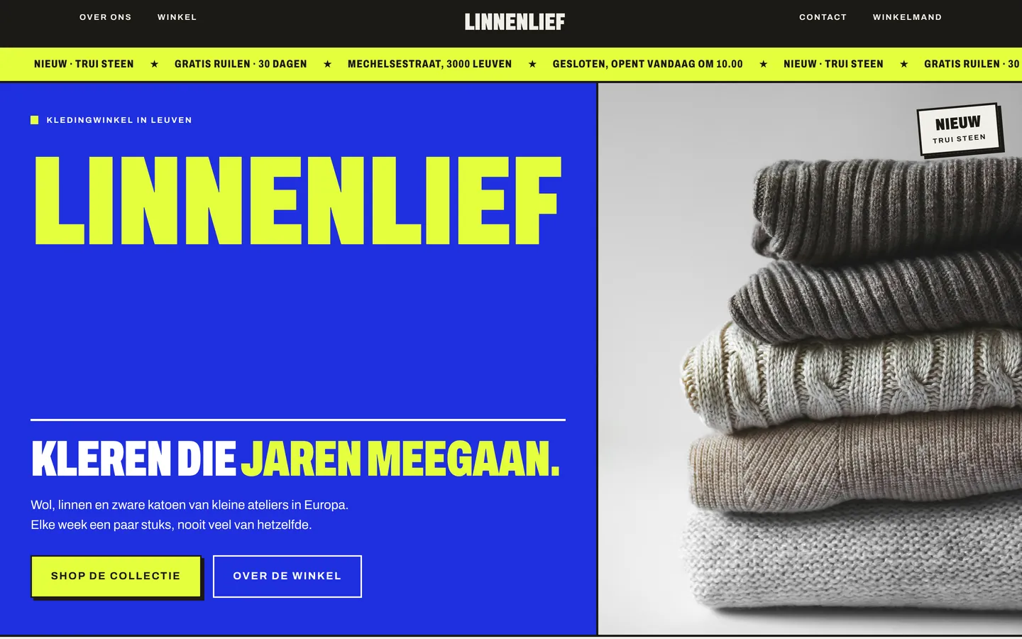 De website van Linnenlief op een laptop