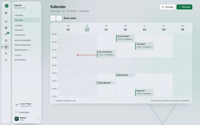 De kalender in de Werkplek, met de afspraken van deze week.